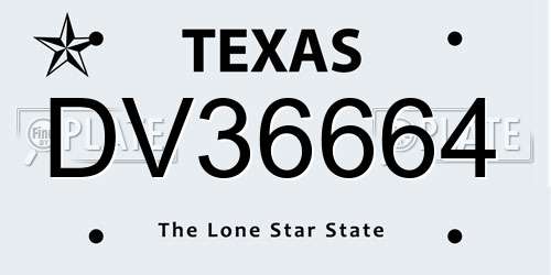 DV36664 Texas License Plate