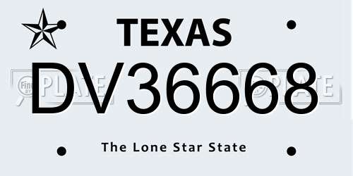 DV36668 Texas License Plate