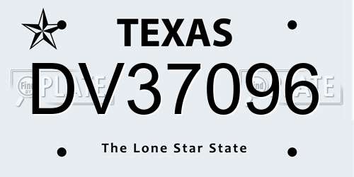DV37096 Texas License Plate