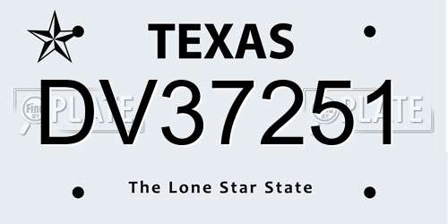 DV37251 Texas License Plate