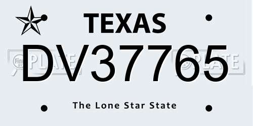 DV37765 Texas License Plate