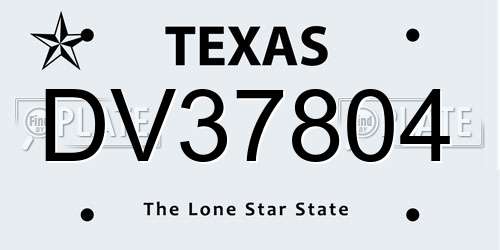 DV37804 Texas License Plate