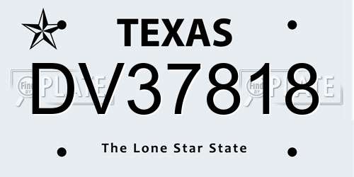 DV37818 Texas License Plate