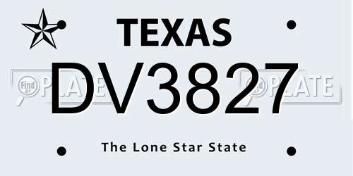 DV3827 Texas License Plate
