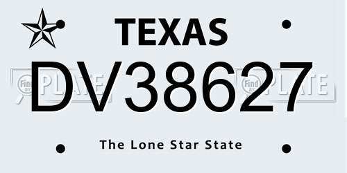 DV38627 Texas License Plate