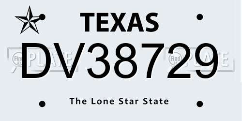 DV38729 Texas License Plate