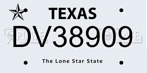 DV38909 Texas License Plate