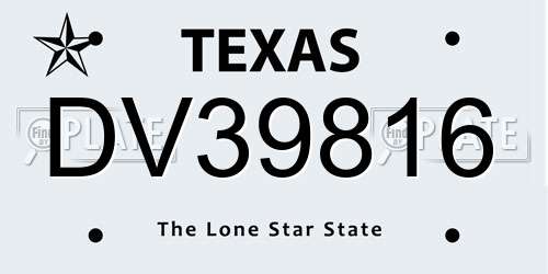 DV39816 Texas License Plate