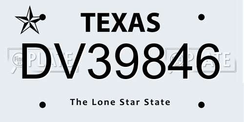 DV39846 Texas License Plate