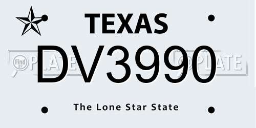 DV3990 Texas License Plate