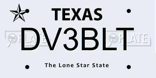 DV3BLT Texas License Plate
