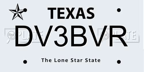 DV3BVR Texas License Plate