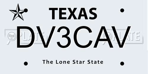 DV3CAV Texas License Plate