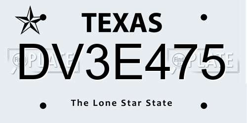 DV3E475 Texas License Plate
