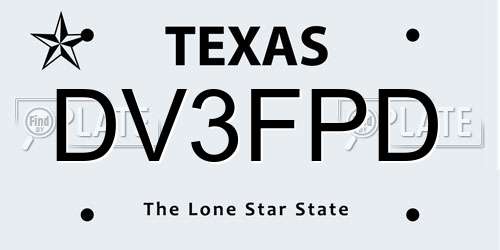DV3FPD Texas License Plate