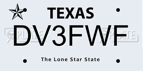 DV3FWF Texas License Plate