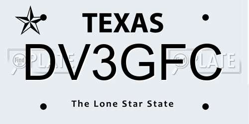 DV3GFC Texas License Plate