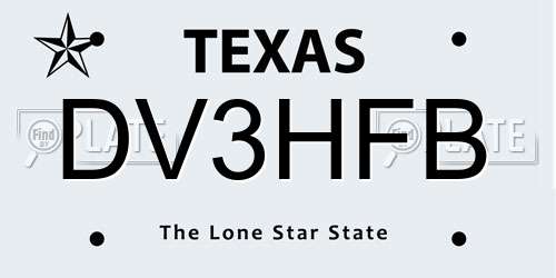 DV3HFB Texas License Plate