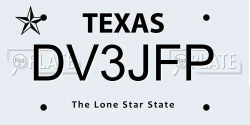 DV3JFP Texas License Plate