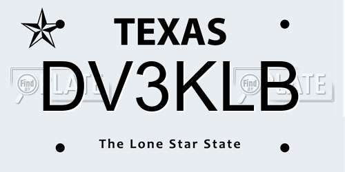 DV3KLB Texas License Plate
