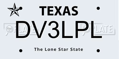 DV3LPL Texas License Plate