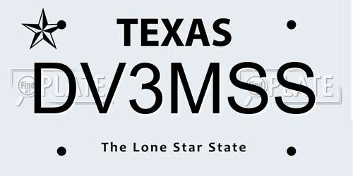 DV3MSS Texas License Plate