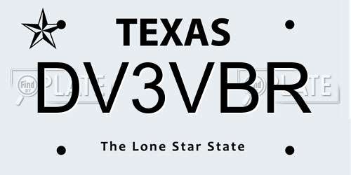 DV3VBR Texas License Plate