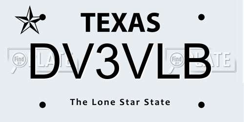 DV3VLB Texas License Plate
