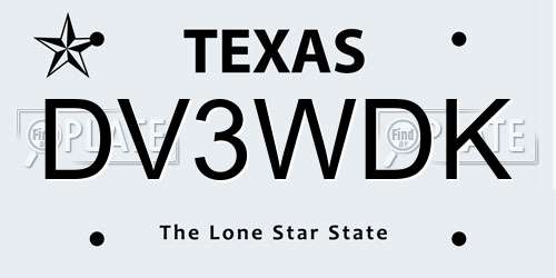 DV3WDK Texas License Plate