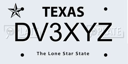DV3XYZ Texas License Plate