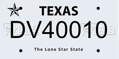 DV40010 Texas License Plate
