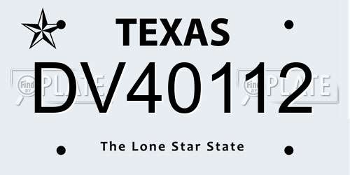 DV40112 Texas License Plate