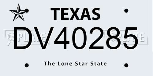 DV40285 Texas License Plate