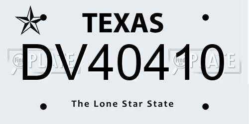 DV40410 Texas License Plate