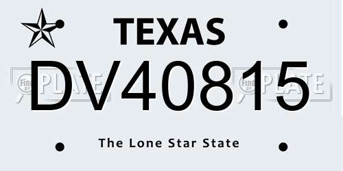 DV40815 Texas License Plate