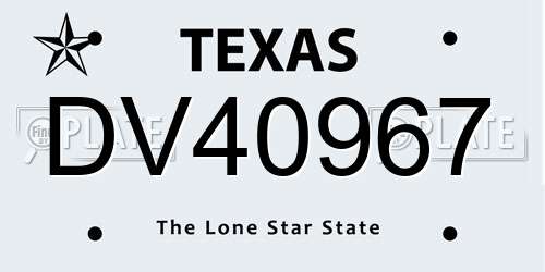 DV40967 Texas License Plate