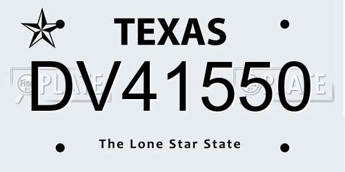 DV41550 Texas License Plate