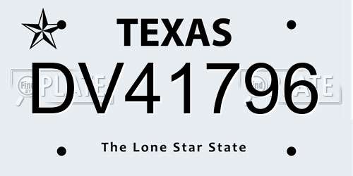 DV41796 Texas License Plate