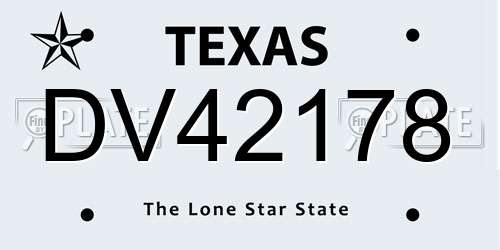 DV42178 Texas License Plate