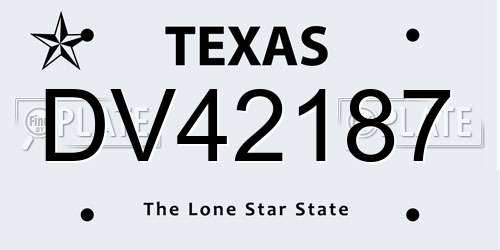 DV42187 Texas License Plate