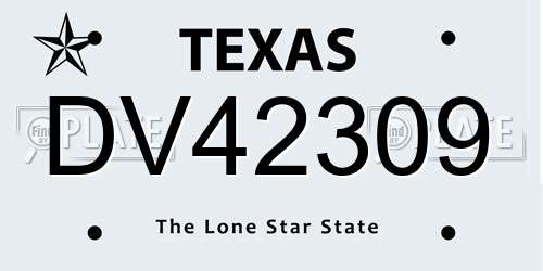 DV42309 Texas License Plate