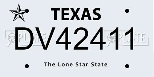 DV42411 Texas License Plate
