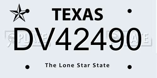 DV42490 Texas License Plate