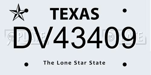 DV43409 Texas License Plate