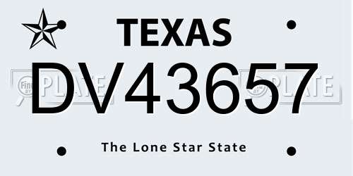 DV43657 Texas License Plate