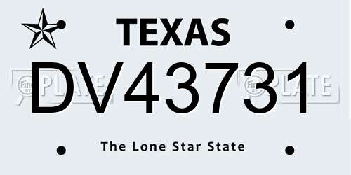 DV43731 Texas License Plate