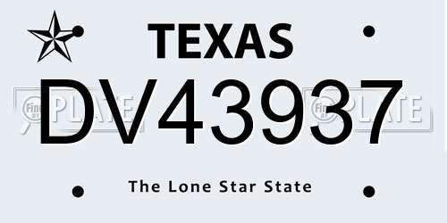 DV43937 Texas License Plate