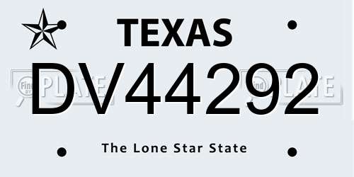 DV44292 Texas License Plate