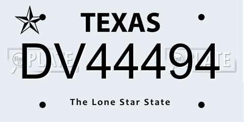 DV44494 Texas License Plate