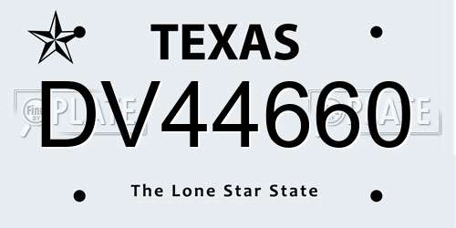 DV44660 Texas License Plate